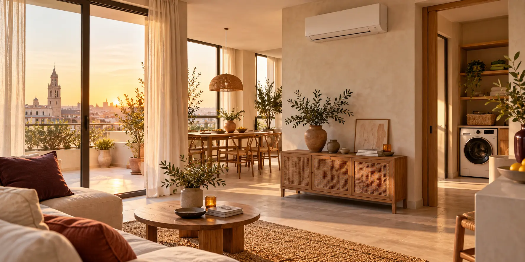 Salón luminoso con climatización en una vivienda valenciana