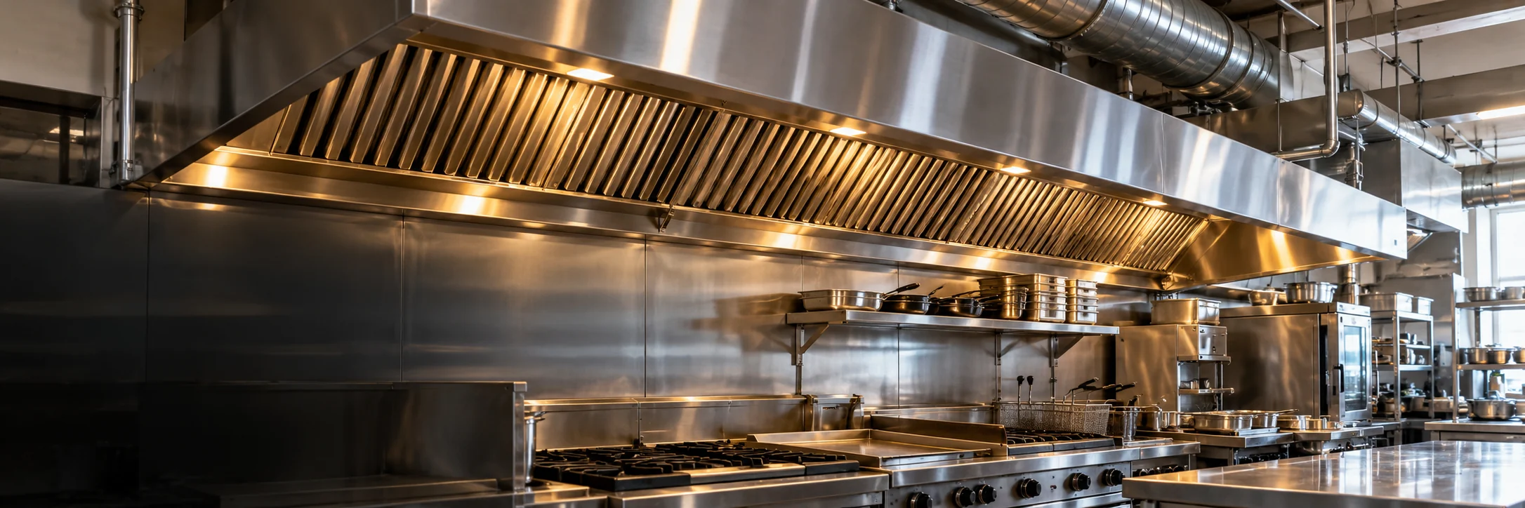 Campana de extracción industrial en una cocina profesional